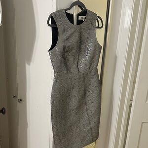 Diane Von Furstenberg Shimmering Silver Midi Dress